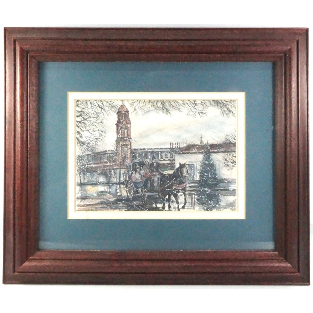 Kansas City Plaza Christmas Lights Framed Card, "Carriage Ride" by Gil Rumsey